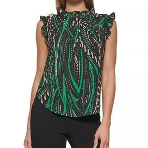 DKNY Sleeveless Abstract-Print Top Womens size Medium